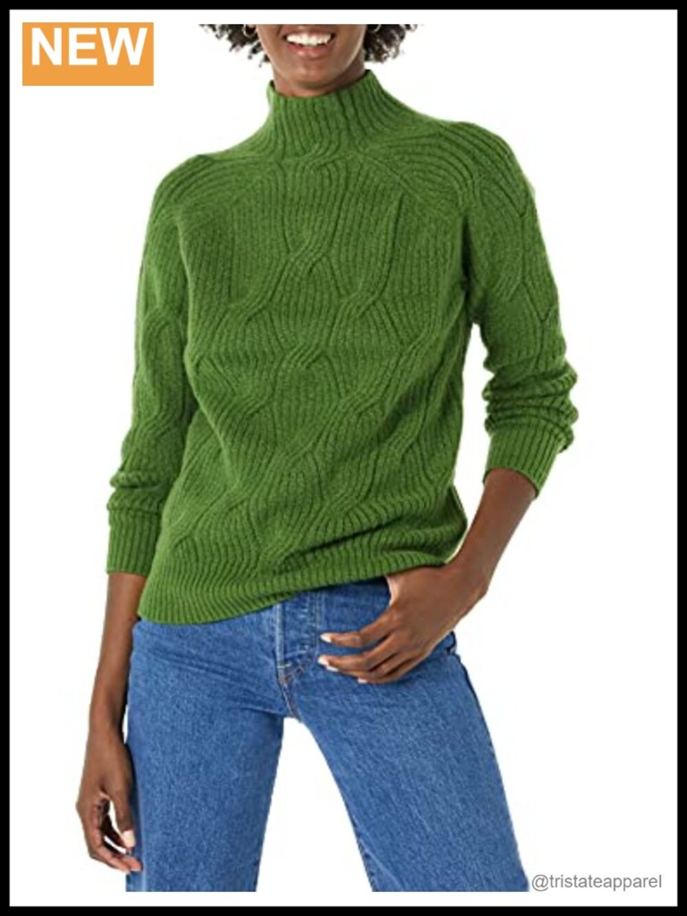 Women's Long Sleeve Cable Knit Sweater Funnel Neck Pullover